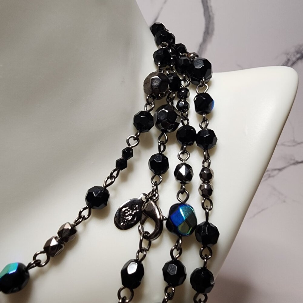 Premier Designs Vintage Long Black Crystal Necklace Fashion Jewelry - Picture 3 of 5